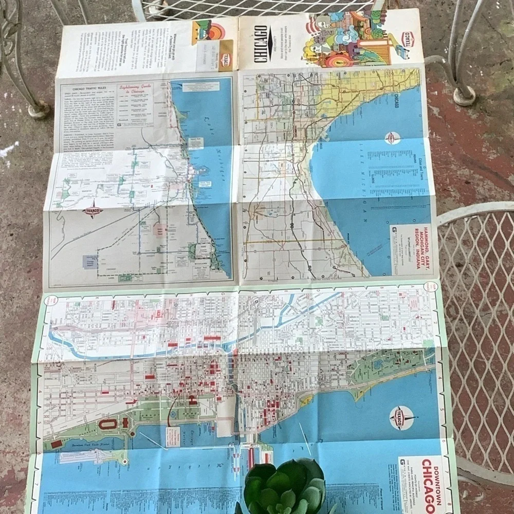 Vintage Texaco Chicago Illinois Road Street Map
